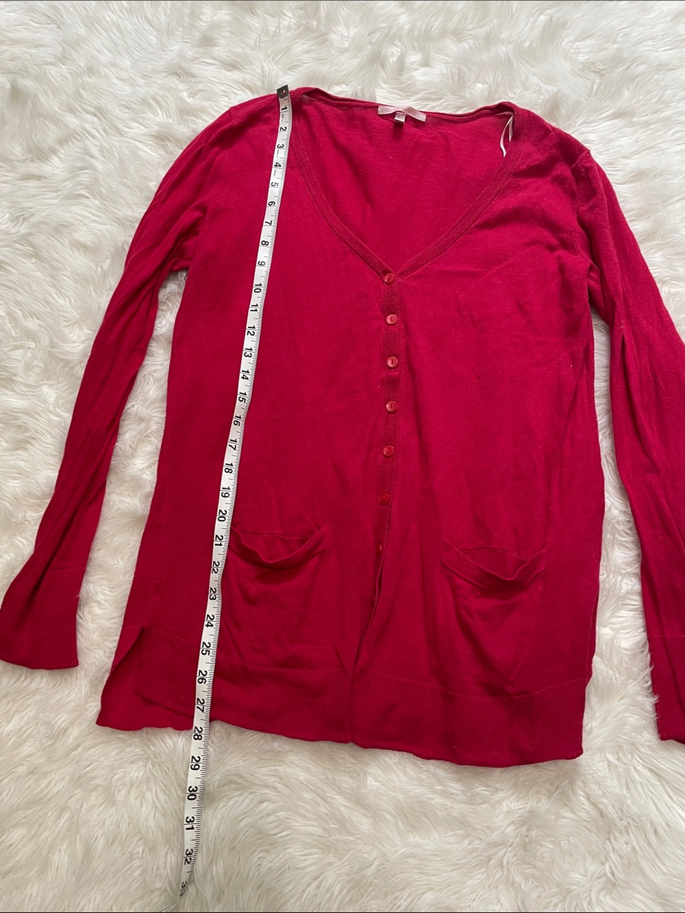 Victoria's Secret Lightweight Long & Lean Button-Front Cardigan Red Large - Picture 6 of 14